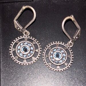 Vintage Blue Crystal Drop Earrings